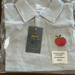 Little Paper Kids Toddler Boy Pocket Polo with Apple Embroidery